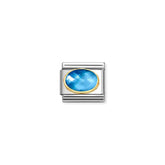 Nomination COMPOSABLE CLASSIC Element aus Edelstahl, mit facettiertem Schmuckstein in 18kt Gold-Fassung verziert (038_(Hellblau/Blau))